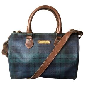RALPH LAUREN Black Watch Plaid Speedy Boston Bandolier Travel Bag 30cm